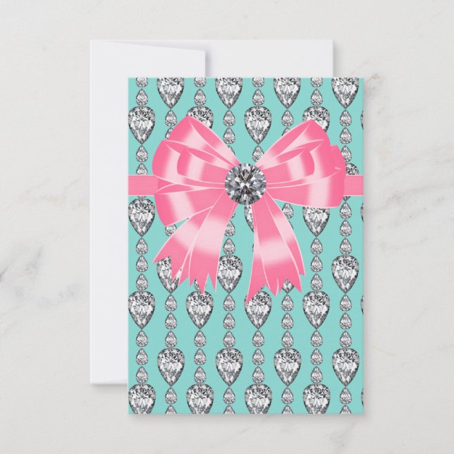 Diamonds Pink Aquamarin Blue Party UAWG RSVP Karte (Vorderseite)