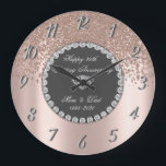 Diamonds Rose Gold 25th Wedding Anniversary Große Wanduhr<br><div class="desc">Elegant rose gold diamonds wedding anniversary clock.</div>