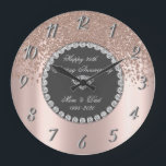 Diamonds Rose Gold 25th Wedding Anniversary Große Wanduhr<br><div class="desc">Elegant rose gold diamonds wedding anniversary clock.</div>
