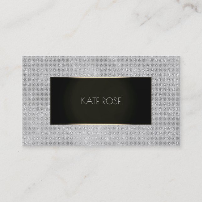Diamonds Sequin Black Silver Gold Event Planner Visitenkarte (Vorderseite)