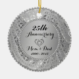 Diamonds & Silver 25th Wedding Anniversary Keramik Ornament
