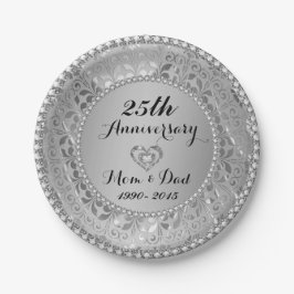 Diamonds & Silver 25th Wedding Anniversary Pappteller