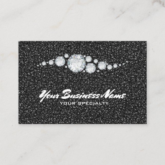 *~* Diamonds Verziert Glam Black Glitzer Bling Lux Visitenkarte (Vorderseite)