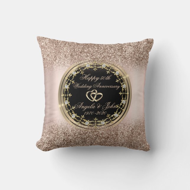 DiamondsHört Rose Gold Glitzer 50 Jahre Jubiläum Kissen (Vorderseite)