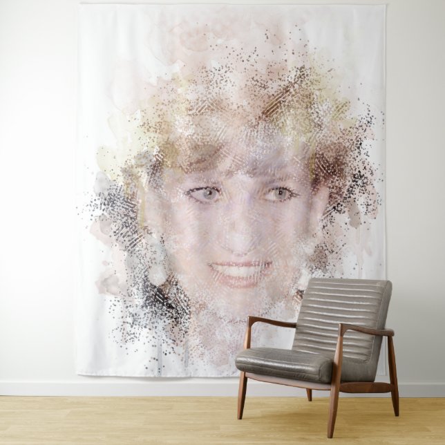 Diana Das Wasserfarbenportrait der Prinzessin Wandteppich (Beispiel)
