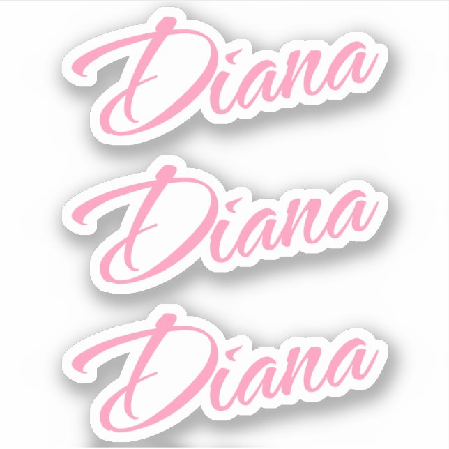 Diana-Dekorationsname in Rosa x3-Aufkleber Aufkleber (Vorderseite)