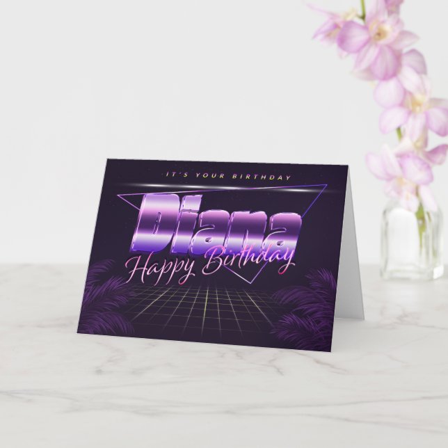Diana Nom Prénom lila retro Carte Anniversaire (Orchidée)