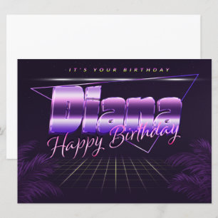 Diana Nom Prénom lila retro Carte Anniversaire