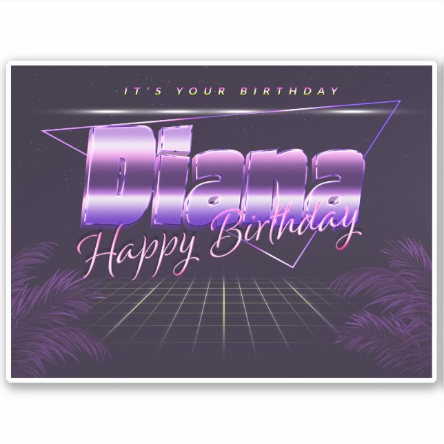 Diana Nom Prénom lila retro Sticker (Devant)
