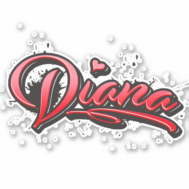 Diana red Heart graffiti Autocollants (Devant)