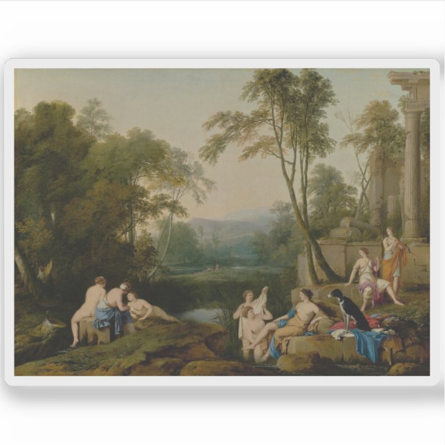 Diana und ihre Nymphen in einer Landschaft Aufkleber (Vorderseite)