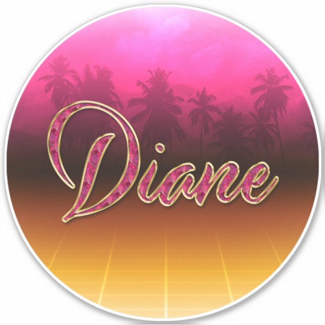 Diane Vorname Name golden pink Aufkleber Sticker (Vorderseite)