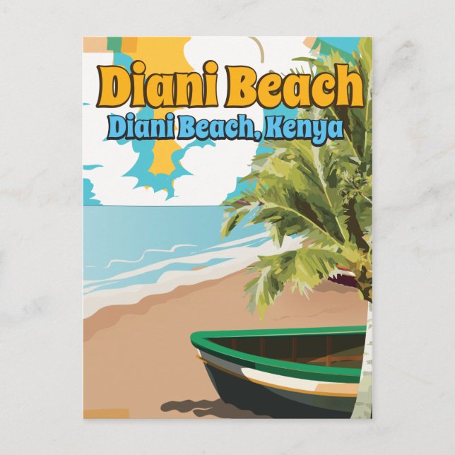 Diani Beach Kenya Vintage Reiseplakat. Postkarte (Vorderseite)