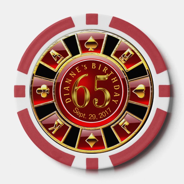 Dianne 65. Geburtstag Vegas Casino Chip-Gold Pokerchips (Vorderseite)