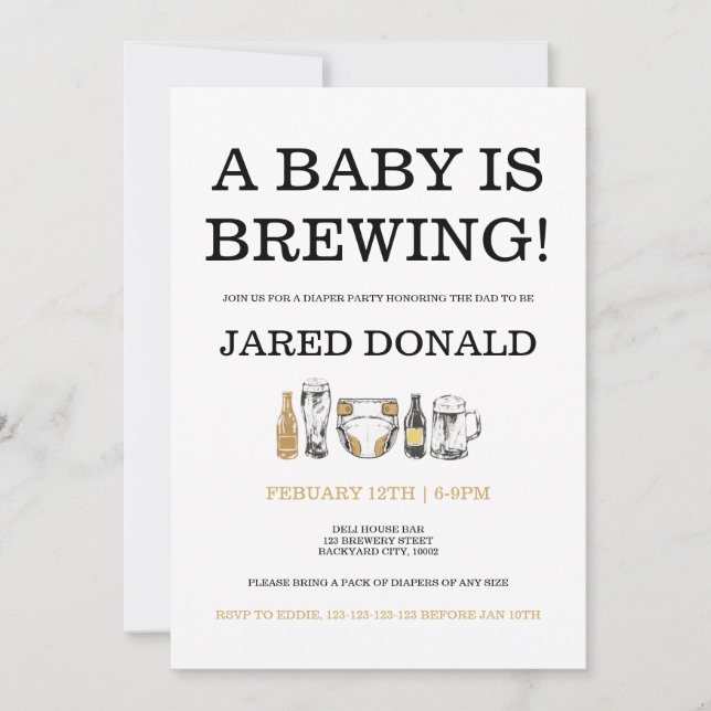 Diaper Kegger Invitation Beer & Diapers Dad Shower Einladung (Vorderseite)