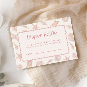 Diaper-Raffel für rosa Muschel-Strand-Baby-Party Begleitkarte