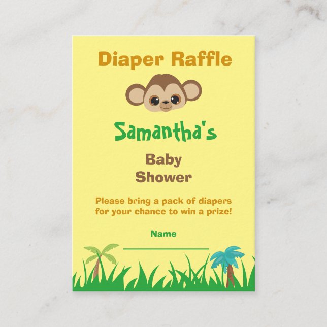 Diaper Raffle Baby Dusche Safari Begleitkarte (Vorderseite)