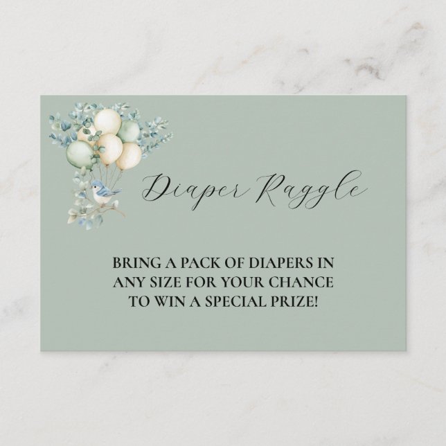 Diaper Raffle Baby shower Enclosure Card Details Begleitkarte (Vorderseite)