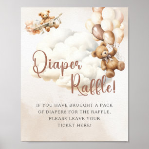 DIAPER RAFFLE Bear Simple Baby Showspiel Poster