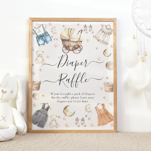Diaper Raffle Bekleidung Boho Gender-Bericht Poster