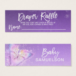 DIAPER RAFFLE Billet Papillon Purple Baby shower