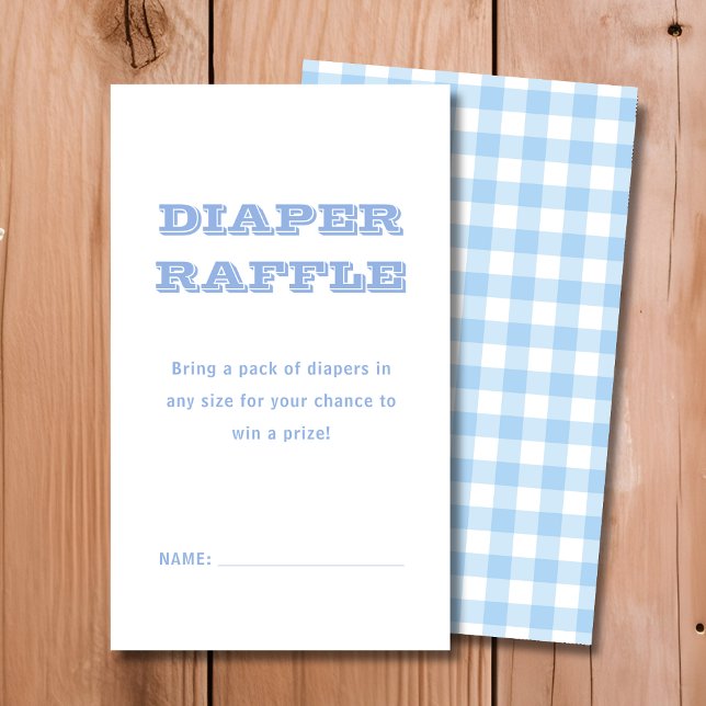 Diaper Raffle | Blue Kariert Baby Dusche Begleitkarte (Von Creator hochgeladen)