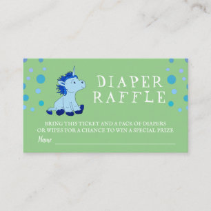 Diaper Raffle Blue Unicorn Baby Boy Enclosure Card Begleitkarte