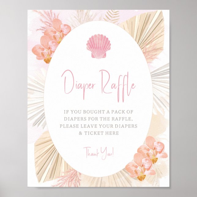Diaper Raffle Boho Baby Girl Babydusche Poster (Vorne)