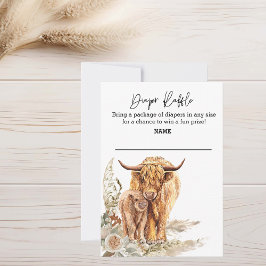 Diaper Raffle Boho Highland Cow Babydusche Einladung