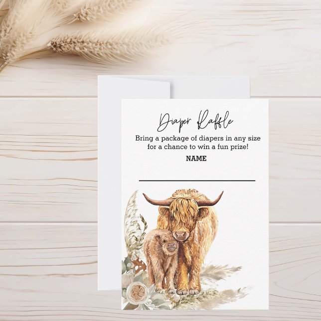 Diaper Raffle Boho Highland Cow Babydusche Einladung (Von Creator hochgeladen)