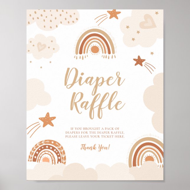 Diaper Raffle Boho Rainbow Sign Poster (Vorne)