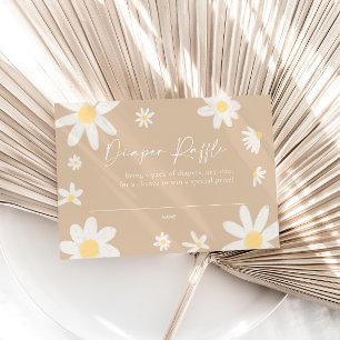 Diaper Raffle Card Beige Daisy Mitteilungskarte