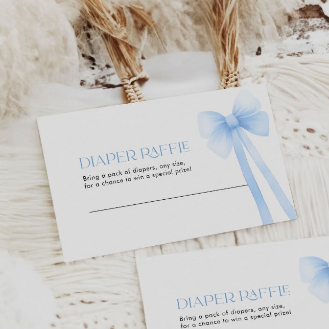 Diaper Raffle Card Blue Bow Visitenkarte (Von Creator hochgeladen)