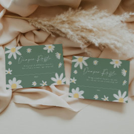 Diaper Raffle Card Daisy Sage Green Mitteilungskarte