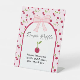Diaper Raffle Cherry on Top Coquette Baby Shower  Sockelschild
