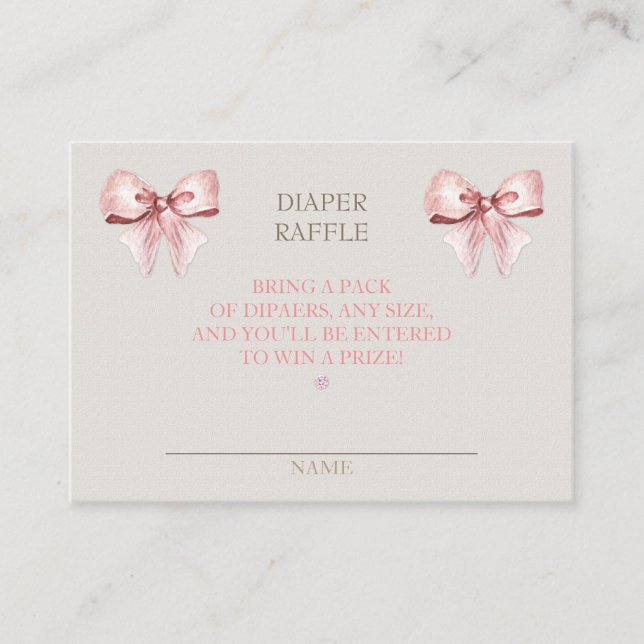 Diaper Raffle Clothesline Girl Pink Elfenbein Begleitkarte (Vorderseite)
