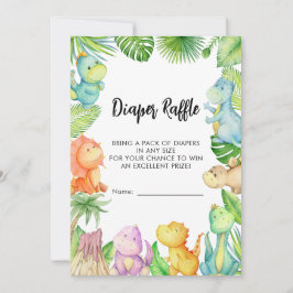 Diaper Raffle Dinosaur Babyduschkarte Einladung