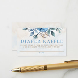 Diaper Raffle Dusty Blue Rose Bloom Baby Dusche Begleitkarte