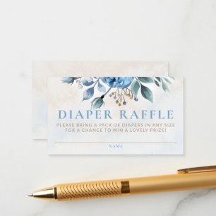 Diaper Raffle Dusty Blue Rose Bloom Baby Dusche Begleitkarte
