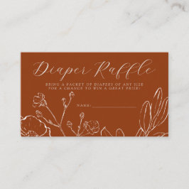 Diaper Raffle Elegant Burnt Orange Botanical Begleitkarte