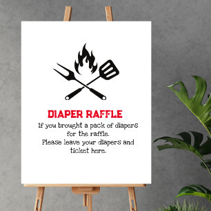 Diaper Raffle Game GRILLEN Fork Spoon Kinderdusche Poster