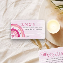 Diaper Raffle Gedicht Pink Rainbow Baby Dusche Begleitkarte