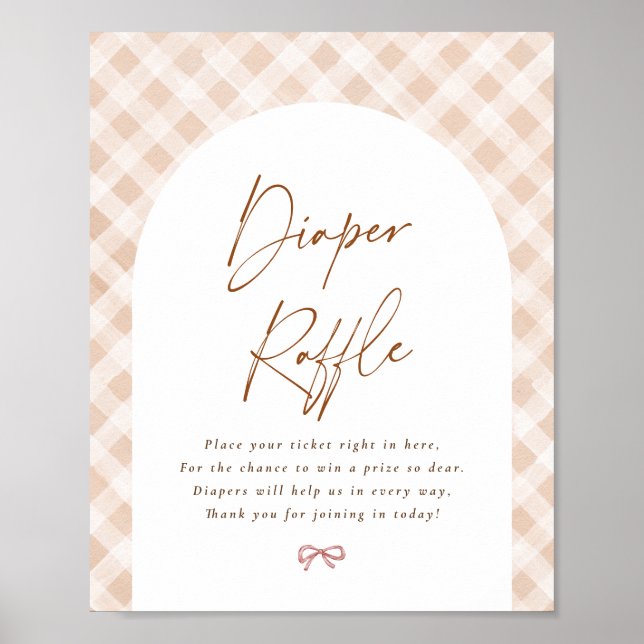 Diaper Raffle Gingham Süsse Pie Baby Duschzeichen Poster (Vorne)