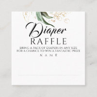 Diaper Raffle Gold Greenery Baby Dusche