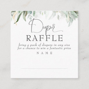 Diaper Raffle Greenery Baby Dusche Quadratische Visitenkarte