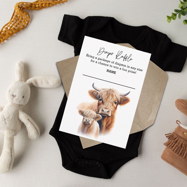 Diaper Raffle Highland Cow Baby Dusche Einladung (Von Creator hochgeladen)