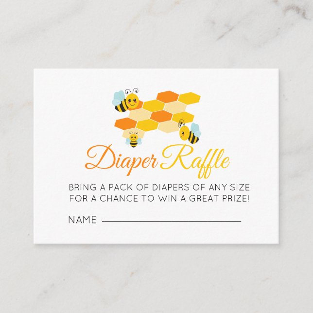 Diaper Raffle Honey Bees Baby Dusche Begleitkarte (Vorderseite)