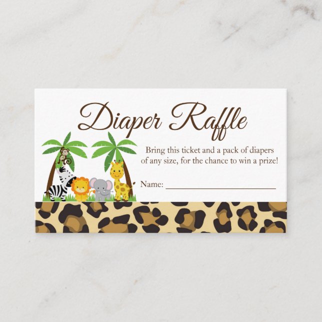 Diaper Raffle Jungle Safari Babyduschkarte Begleitkarte (Vorderseite)