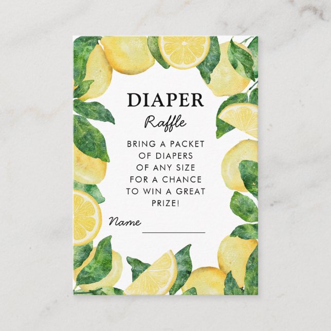 Diaper Raffle Lemon Babydusche Begleitkarte (Vorderseite)