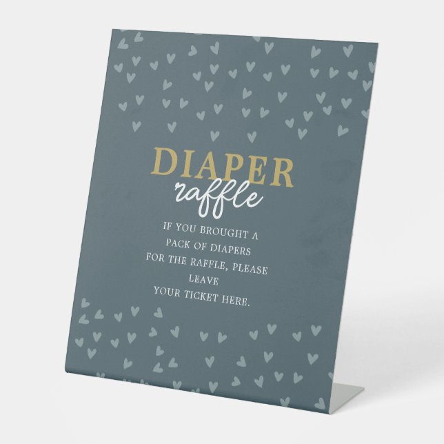 Diaper Raffle Little Sweetheart Boy Blue Hearts Sockelschild (Vorderseite)